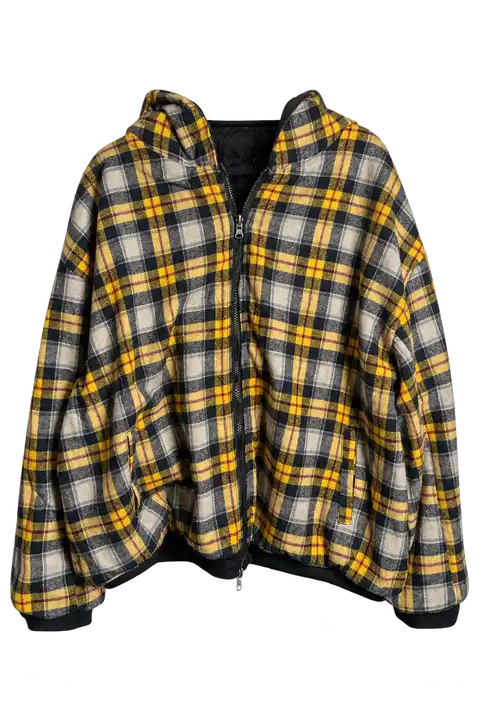 TRVBE ARCHIVE — Veste à capuche réversible à carreaux jaune