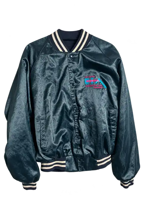 Auburn Sportswear — Veste teddy Auburn Sportswear satin bleu