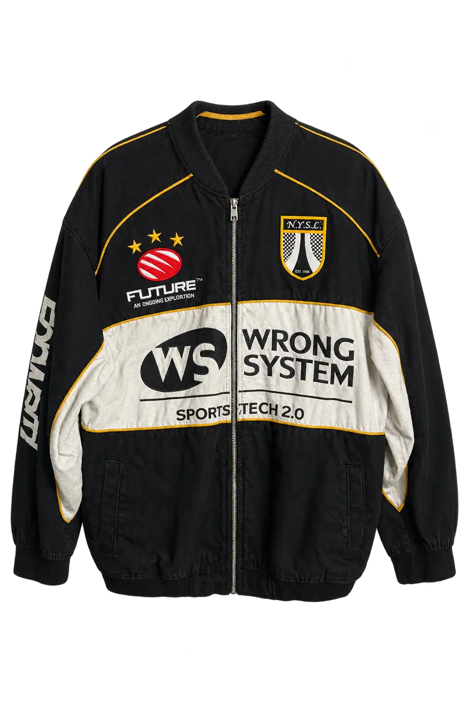 Racing Jacket Bershka noir et blanc