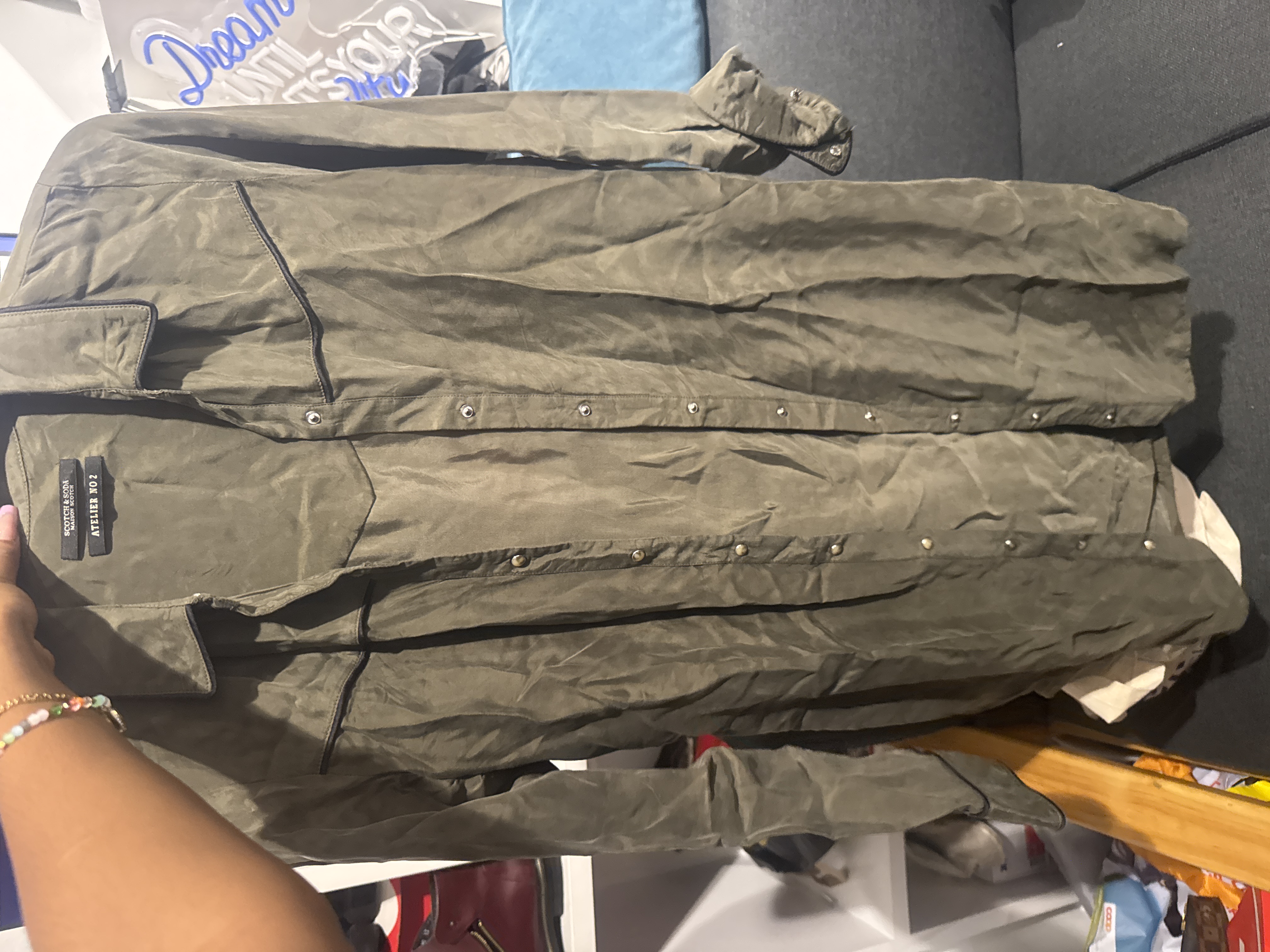 Maison scotch — Robe chemise vert kaki